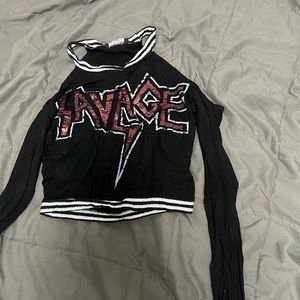 Shoulders out long sleeve Savage crop top